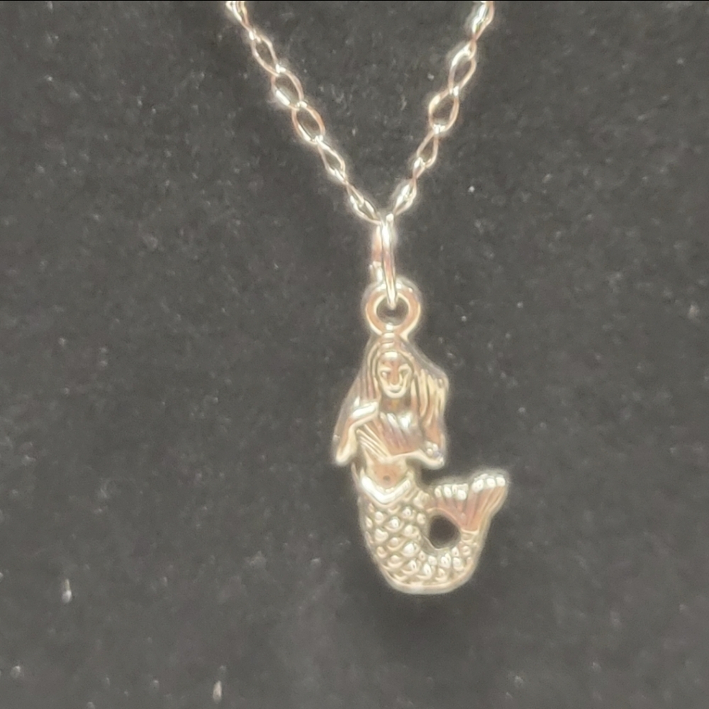 Silver Chain and Silver Mermaid Charm Necklace